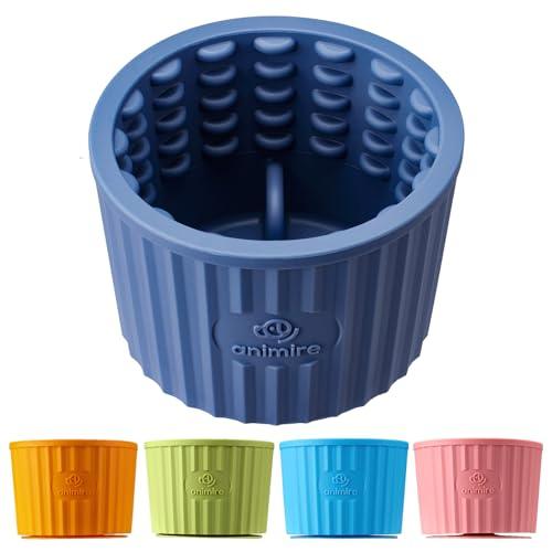 Dog Lick Bowl, Anxiety Relief Dog Licking Mat Freezer Treat Dispenser, Non-Slip Anti-Choking Silicone Slow Feeder Lick Bowl for Small Medium & Large Breed Dogs, BPA Free(Deep Blue,M-L)