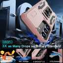 DEERLAMN Case for Samsung Galaxy A37 5G with Slide Camera Cover+Screen Protector (1 Pack), Rotated Ring Kickstand Military Grade Shockproof Protective Cover-Rose Gold