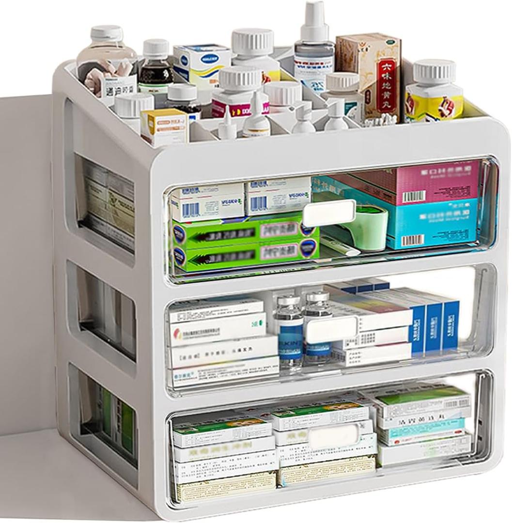 Tiny Drawer - Type Plastic Storage Box Organizer,Small Items - Multifunctional Storage Container,Family Small Medicine Box Organizer,Cosmetics,Office Items,Stationery,Easy Access (Skinnier Size)