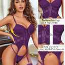 Avidlove Lingerie For Women Naughty Bra And Panty Sets With Garter Underwire Lace Corset Top Outfits S-XXL