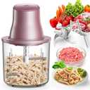 Chicken Shredder, Electric Food Chopper with Meat Grinder & Chicken Breast Shredder Tool with 250W Copper Motor, 1.5L Bowl & Bi-Level Blades Anti-Slip Base for Meat/Fruits/Vegetable/Pet Food (Pink)
