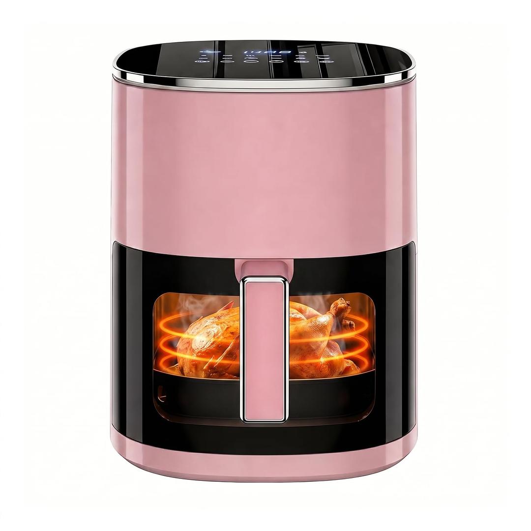 Air Fryer, 6QT Airfryer with Viewing Window, 12-in-1 Digital Air Fryer Oven, 400°F Fast Heating, Nonstick & Dishwasher Safe Square Basket, Air Fry, Roast, Bake, Reheat, Dehydrate for Family Meals