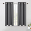 NICETOWN Grey Kitchen Blackout Short Curtain Panels for Bedroom, 45 Inch Long Thermal Insulated Grommet Top Blackout Draperies and Drapes (2 Panels, W42 x L45 -Inch, Grey)