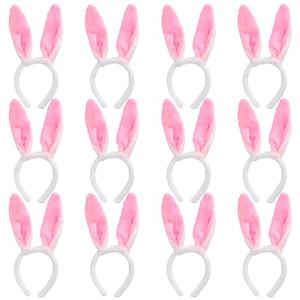 Max Fun 6PCS Easter Bunny Ears Headbands Plush Easter Rabbit Ear Hairband for Holiday Kid's Easter Birthday Halloween Party Favors