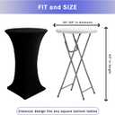 HolidayIdeas Cocktail Table Covers, 2 Pack - Fitted Stretch Spandex Square Corners Cocktail Tablecloths,High Top Table Cloths (Black, Fit for 30"-32" Diameter x 43" Height Tables)