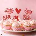 Valentine's Day Cupcake Toppers | 24 Pack, Pink, Red, Cupid, Heart, Party Decor, Love, Romantic, Valentine Cake Decorations