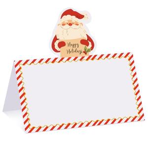 Fumete 100 Pcs Christmas Place Cards for Table Setting Santa Claus Die Cut Place Cards Christmas Party Name Placecards for Table Holiday Dinner Brunch Party or Any Occasion Decoration