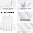 ZVX Heavy-Duty Pure Cotton Casual Long Sleeved T-Shirt for Men's Autumn Fashion Brand Contrasting Color T-Shirt (White, XL)