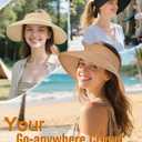 Sun Visor Hat for Women, Wide Brim Straw Visors Beach Hat Roll Up Foldable Beach Visors Summer UV Protection (One Size, Khaki)