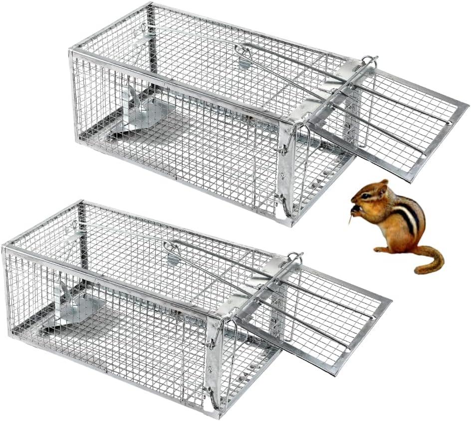 Chipmunk Trap -2 Pack, Squirell and Rat Trap Cages That Works, Humane Mouse Trap for Home | Catch and Release | Reusable and Durable | No Kill Animal Trap | for Inside Home and Outdoor Use