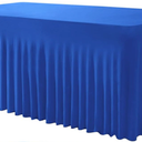 Table Skirt for 4 Foot Tables -  One-Piece Royal Blue Tablecloths and Skirt, Wrinkle Resistant Ruffles Elastic Cover for Banquets, Weddings, Events, Parties, 4x2 Ft
