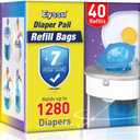Diaper Pail Refill Bags 40 Pack, Compatible with Arm&Hammer Disposal System, Diaper Bags with Upgraded Odor Lock, Seal and Toss Diaper Pail Refills, Holds up to 1280 Baby Diapers