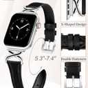 JR.DM Leather Bands Women Compatible with Apple Watch 40mm 38mm 44mm 45mm 41mm 42mm 46mm 49mm Dressy Slim Fancy Designer Strap with X-Shaped Metal Crown for iWatch Series Ultra/SE/11/10/9/8/7/6/5/4/3/2/1