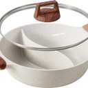 CAROTE Hot Pot with Divider Double Flavor Divided Stockpot with Glass Lid, Dual Sided Nonstick Stock Pot, Shabu Shabu Pots, Cookware for Induction Cooktop Gas Stove, 4.5-QT