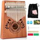UNOKKI Kalimba 17 Key Thumb Piano 1 Pc Portable Mahogany Mbira Finger Piano with Instruction, Carrying Bag, Tune Hammer, Holiday Gift for Kids, Light Brown - Musical Instruments for Kids