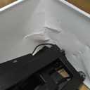 Globe Electric 67046 58" Floor Lamp, Matte Black Finish, White Linen Rectangular Shade, Modern Geometric Cutout Design, E26 Base