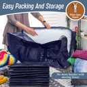 6 x 6 Pack Extra Heavy Duty Large Moving Bags with Strong Zipper & Comfortable Handles, Sturdy & Durable Clothes Storage Bags Totes Bins, Blue Packing Moving Boxes for College Supplies, Dark Blue