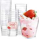 Eupako 160 Pack 5 OZ Plastic Mini Dessert Cups - Clear Small Parfait Cups, Square Appetizer Cups for Fruit, Pudding, Mousse, Ice Cream, Party, Wedding, Valentine's Day