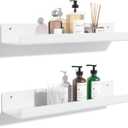 upsimples 2 Pack Acrylic Shelves for Wall Storage, 15" Floating Bookshelves for Kids, Display Shelf Organizer for Bathroom, Bedroom, Living Room Decor, Kitchen, White