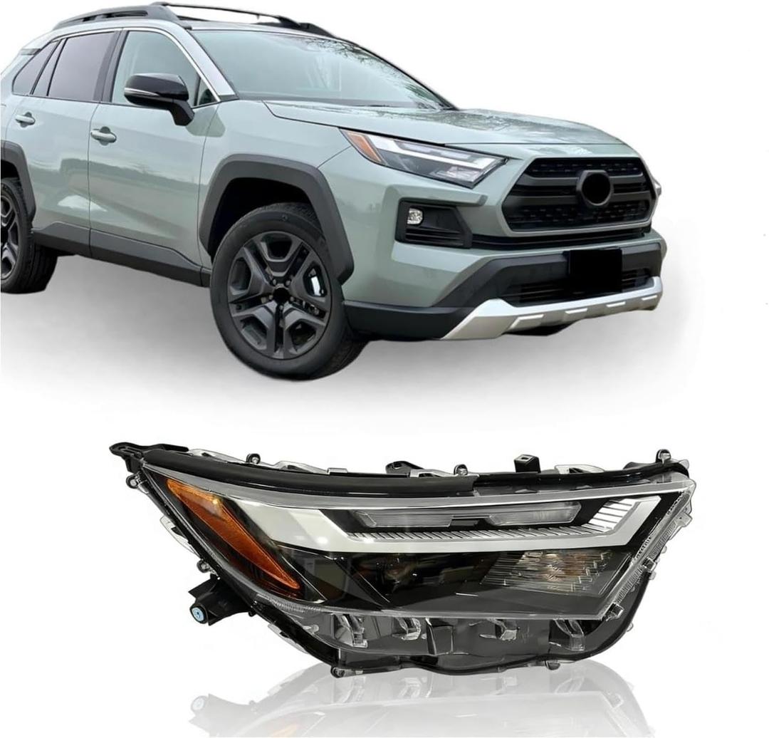 Headlight W/Halogen Turn Signal Light Fit For 2022-25 Toyota RAV4 Adventure/Trail/TRD Off-Road/XLE/XLE Premium 2023-2024 RAV4 LE USA Built HeadLamp (Right) RH 81110-0R350 RV22A01-1R LOW