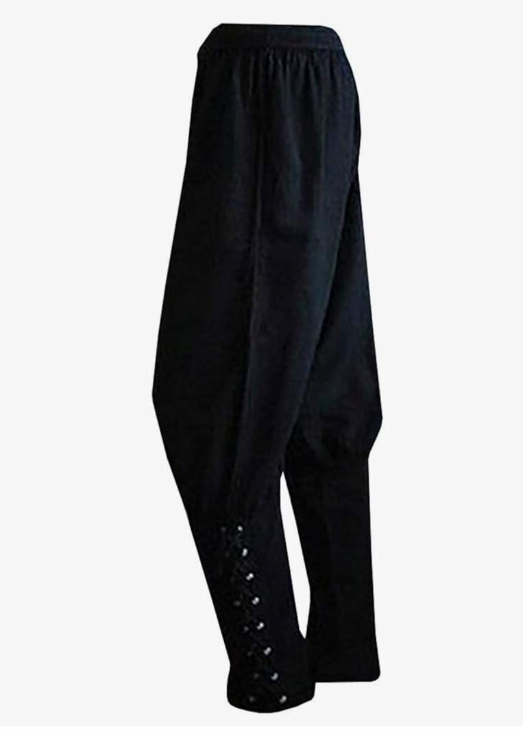 Mens Medieval Ankle Pants Viking Pirate Renaissance Costume Lace Up Tapered Banded Navigator Casual Trousers S