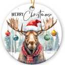 2 x Tiny Detalles Moose Ornaments for Christmas Tree 2025, Moose Gifts for Women Men, Xmas Gifts for Animal Lovers, Ceramic Ornament, Keepsake Ornaments Hanging Christmas Decorations