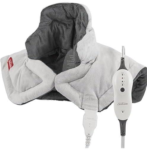 Sunbeam Heating Pad for Neck and Shoulder Pain Relief with Auto Shut Off and Moist Heating Option & XL Heating Pad for Back