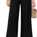 Haloumoning Girls High Waisted Uniform Pants Kids Wide Leg Dress Pants Casual Trousers with Pockets 5-14 Years (Black)
