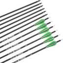 Archery Bow Carbon Arrow Hunting Target Practice Arrows 26 28 30 Inch with Removable Tips for Compound & Recurve Bow Spine 500 6PCS 12PCS Pack