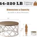 Farmhouse Coffee Table, French Country Round Coffee Table, Coastal Coffee Table with Distressed Top, Boho Center Table with Curved Motif Frame Base for Living Room, Dining Room, Bedroom, Cream Beige, 30 inches x 30 inches x 16 inches