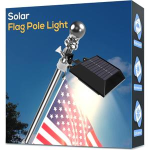 Solar Flag Pole Light, Bright Warm White 3000k Flagpole Light Upgrade Solar Powered for 5ft 6ft Flag Pole, Outdoor Dusk to Dawn Led Solar Lights, Outside House Garden Yard American Flags Decor, Black, Warm White 3000k