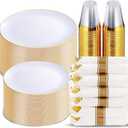 KIRE 350 PCS White and Gold Plates Disposable - Elegant Dinnerware Set of 50 Guest, White Plastic Plates With Gold Rim, Pre Rolled Napkins with Silverware & Cups for Party/Wedding/Mother's Day