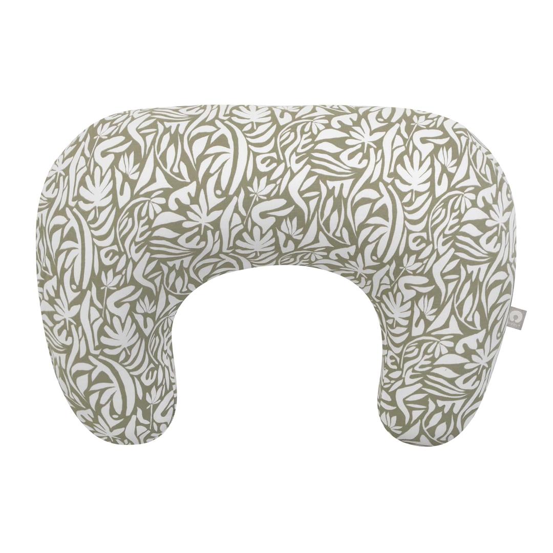 Boppy Nursing Pillow with Organic Cover, Green Cut Out Leaves, Larger, More Supportive Pillow for Breastfeeding and Bottle Feeding; Firmer and Higher Than Original Nursing Pillow; JPMA Certified