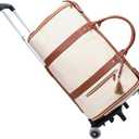 Rolling Garment Bag for Travel, 3-in-1 Convertible Carry On Garment Duffle Bag with Wheels, Waterproof PU Leather No Wrinkle Suit Bag for Business Trip, Wedding, Overnight White
