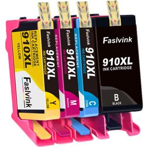 Faslvink 910XL 910 Ink Cartridges for HP Printers Compatible for HP 910XL Ink Cartridges Combo Pack Works with HP OfficeJet Pro 8020 8025 8035 8028 8022 8010 8015(Black Cyan Magenta Yellow)