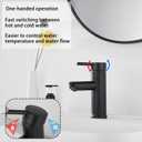 GGStudy Black Bathroom Faucet Single Handle One Hole 1 or 3-Hole 4" Installation Stainless Steel Bathroom Vanity Faucet Matching Pop Up Drain with Overflow