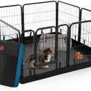 PJYuCien Dog Playpen Plus Storage Bag, 24" H 8 Panels Puppy Pen with Square Bottom, Heavy Duty Dog Fence for Puppies/Small Dogs