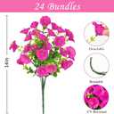 Waipfaru 24 Bundles Artificial Flowers for Outdoors Faux Plants Outdoor, UV Resistant Artificial Plants Outdoor, Silk Petunias Fake Flowers for Outside Home Decor Planter Porch Decoration, Rose Red