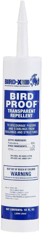 Bird-X Bird Proof Gel, Sticky and Transparent Clear Gel, Long-Lasting and Easy to Use, Covers 10 Linear feet, 10 fl. oz., Pack of 1