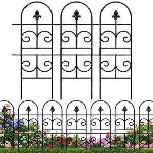 32in(H) x 10ft (L) Tall Decorative Metal Garden Fence Panels - Rustproof No Dig Fence Animal Barrier for Dogs, Outdoor Yard Fencing for Patio Flower Bed Garden & Landscape Border
