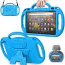 AVAWO Kids Case for Fire HD 10 & Fire HD 10 Plus Latest Model Tablet (13th/11th Generation 2023/2021 Release), with Shoulder Strap, Lightweight Shockproof Handle, Blue