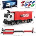 Carrier Truck Race Track Kids Toys, Foldable 3 Layer Toddler Track Playset, Toy Truck Transport Car Carrier & 8 Race Cars, Truck Car Toddlers Toys Xmas Gifts for Age 3 4 5 6+ Years Old Boys Girls