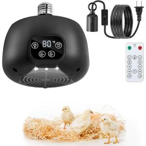 1 Pack Chicken Coop Heater, Timing Chicken Heat Lamp, Smart Temperature Control Chick Brooder Heater, 5 ft Ultra Long Cable Reptile Heating Lamp for Poultry Chick Reptile Pet Dog Cats