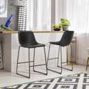 Yapamar Armless Industrial Faux Leather Barstools with Metal Legs and Footrest, Dining Chairs for Home Office Kitchen Island,2 PackBlack,40" (30 inch)