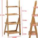 Maydear Bamboo Ladder Shelf Bookcase, 4-Tier Leaning Bookshelf Free Standing Organizer Storage Shelves for Living Room, Bedroom, Kitchen, Home Office, Balcony, Wood Color