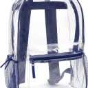 Trail maker Clear Backpack Heavy Duty with Padded Straps, Side Pockets for Kids, Boys, Girls, School, Stadium Approved Events (Navy)