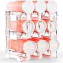 Yieach 3 Tier Stackable Water Bottle and Tumbler Organizer for Kitchen Cabinets,Large Waterbottle Holder and Cup Storage Organizer for 40 OZ Yeti,Owala or Stanley Cup Storage Rack With Handle Groove