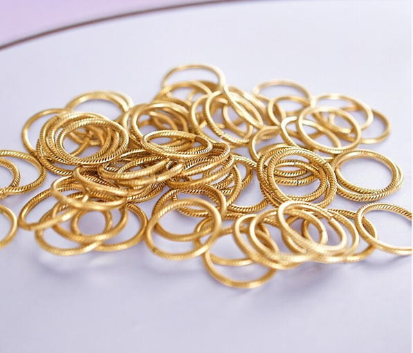 Textured Gold Brass Jump Rings, Jewelry Making Supplies 