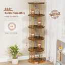 5 Tier Rotating Bookshelf, 360  Display Stackable Spinning Bookshelf Tower, Narrow Space Saving Tall Floor Standing Swivel Bookcase Corner Storage Organizer for Bedroom, Living Room, Gold