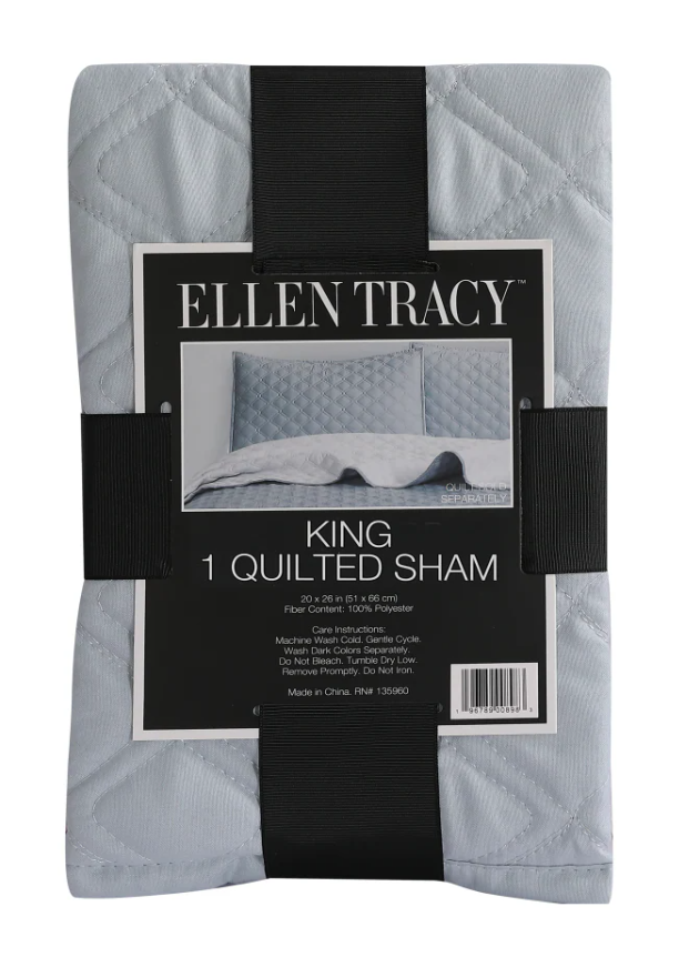 Ellen Tracy King 1 Quilted Sham 20x36in 100% Polyester